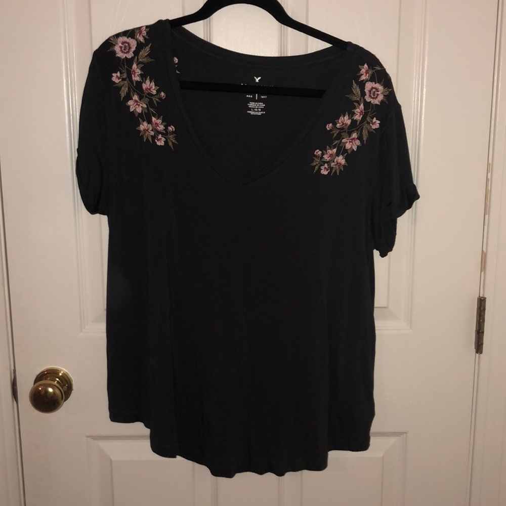 Dark grey embroidered T-Shirt